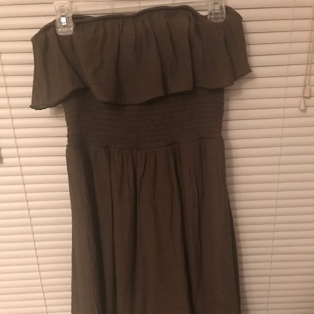 Army green strapless dress
